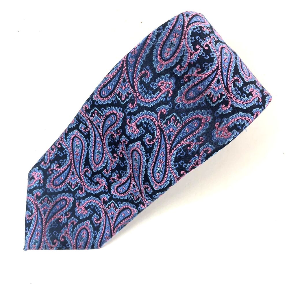 Alexander Julian COLOURS Paisley Tie Polyester Pink Blue Green Vintage Designer